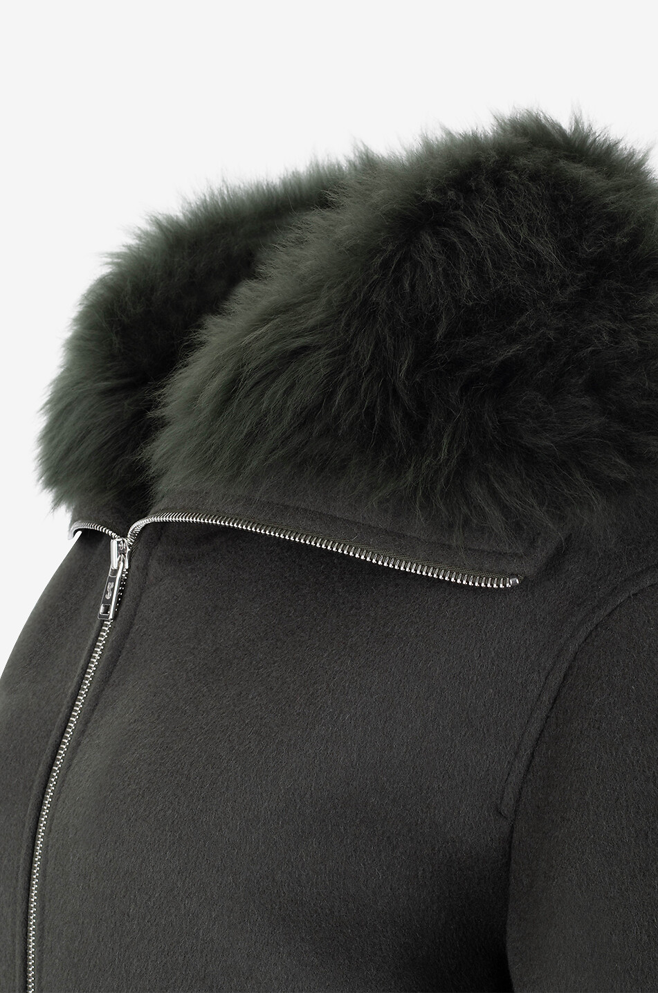 YVES SALOMON Shearling-gefütterte Bomberjacke aus Wolle und Kaschmir Damen KHAKI 3