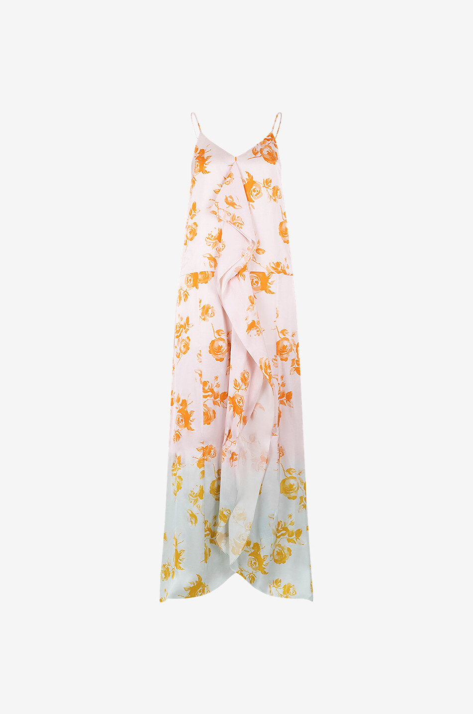 Langes Trägerkleid mit Blumenmuster aus Viskose