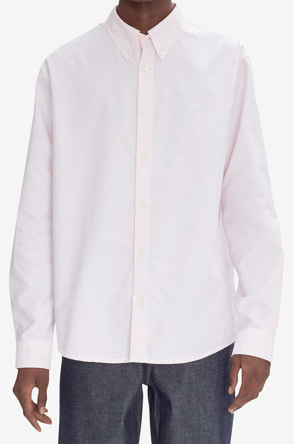 A.P.C. Chemise rayée en coton biologique Greg Homme ROSE CLAIR 2