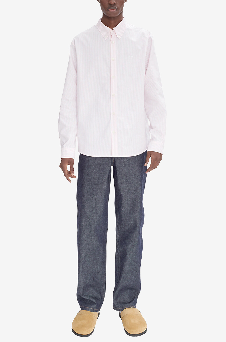 A.P.C. Chemise rayée en coton biologique Greg Homme ROSE CLAIR 3