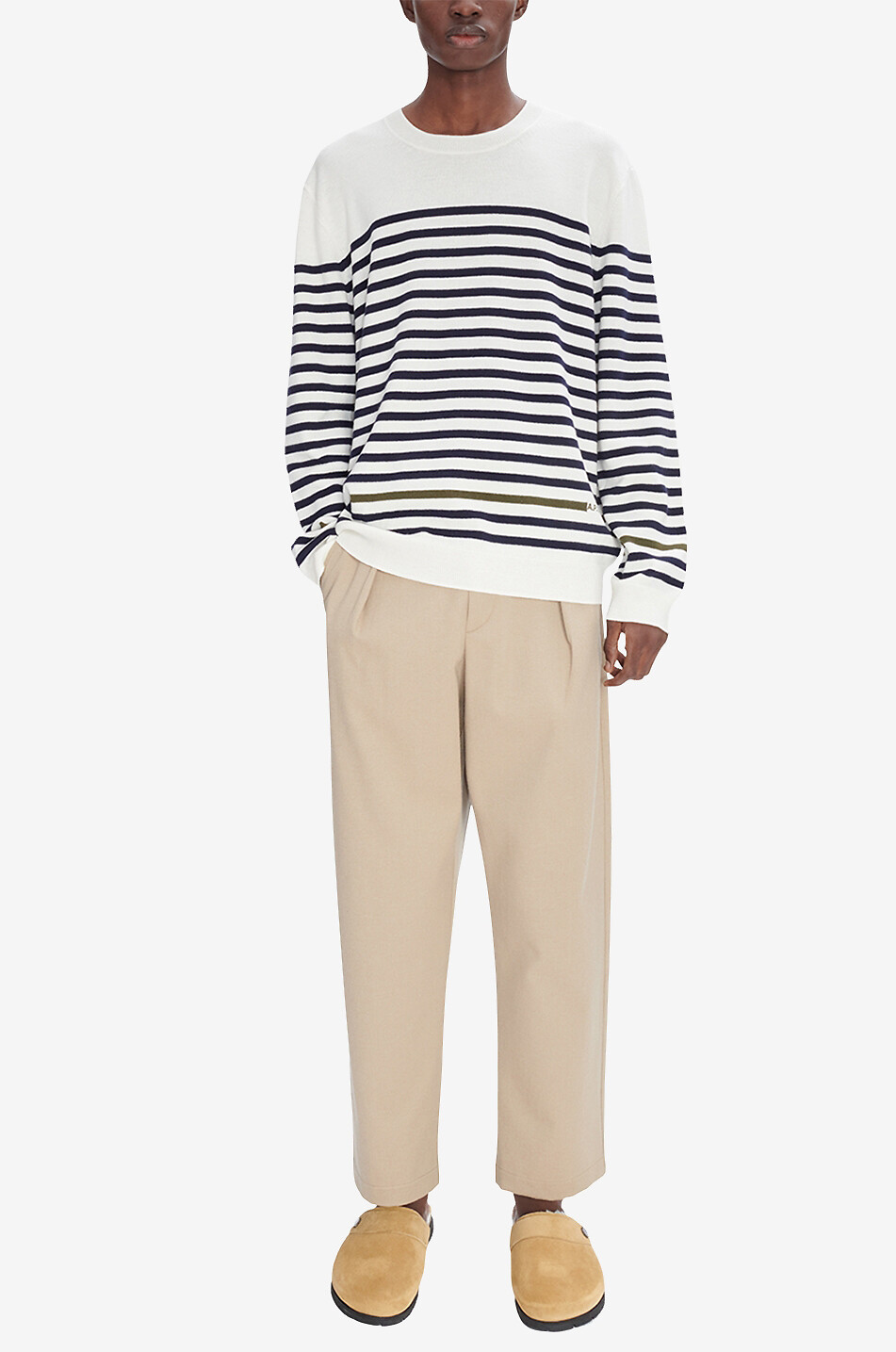 Gestreifter Rundhalspullover aus Merinowolle Bobby