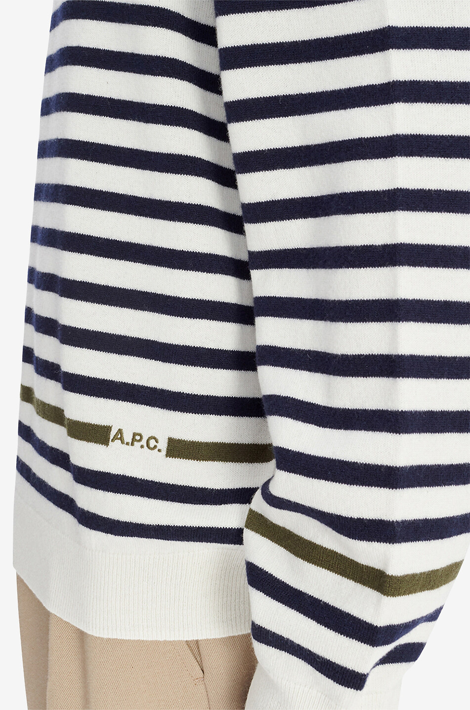 A.P.C. Gestreifter Rundhalspullover aus Merinowolle Bobby Herren CREMEFARBEN 5