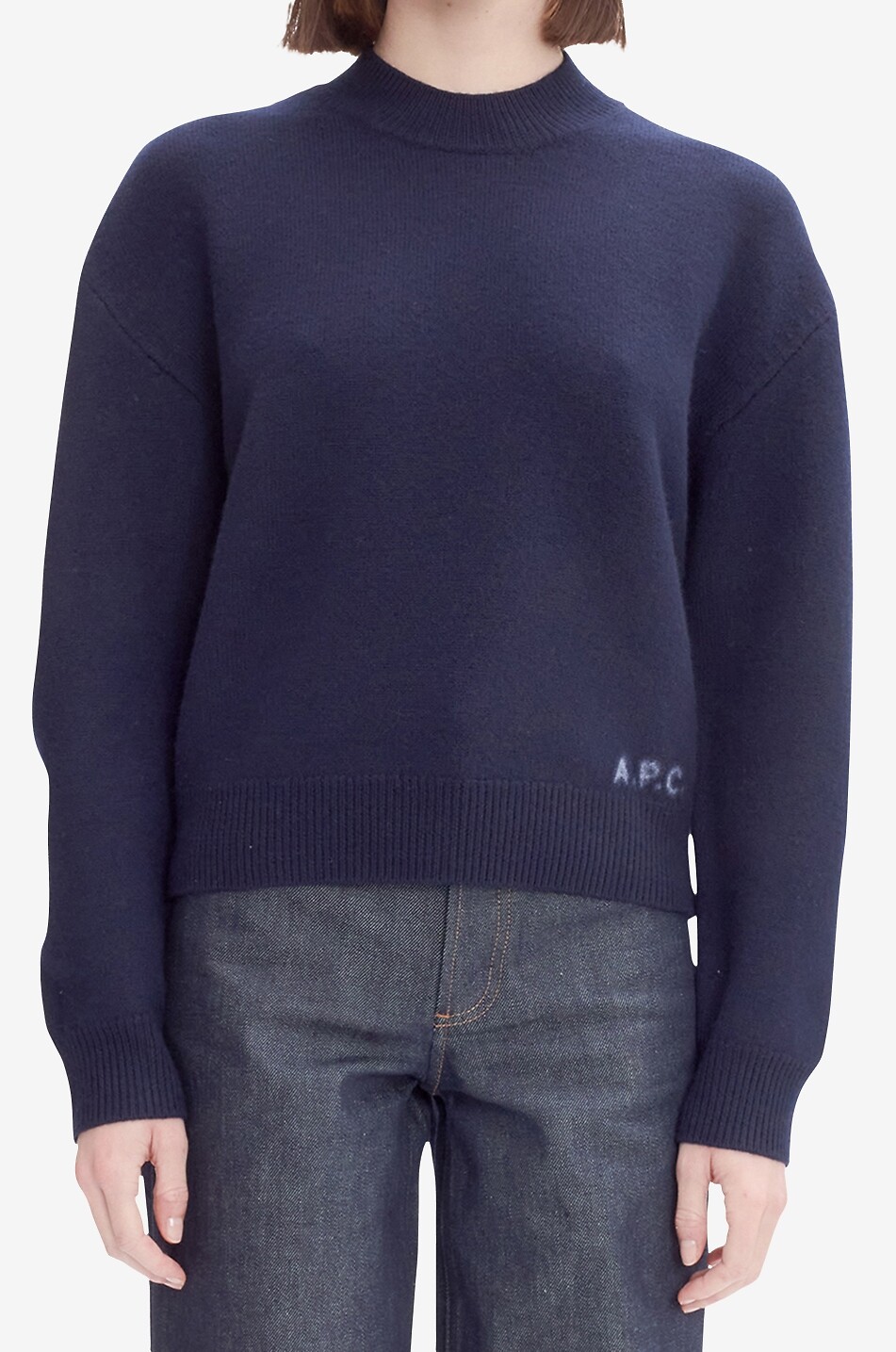 A.P.C. Laine Wool Knit Sweater Navy Crewneck store Long Sleeve Navy Blue S