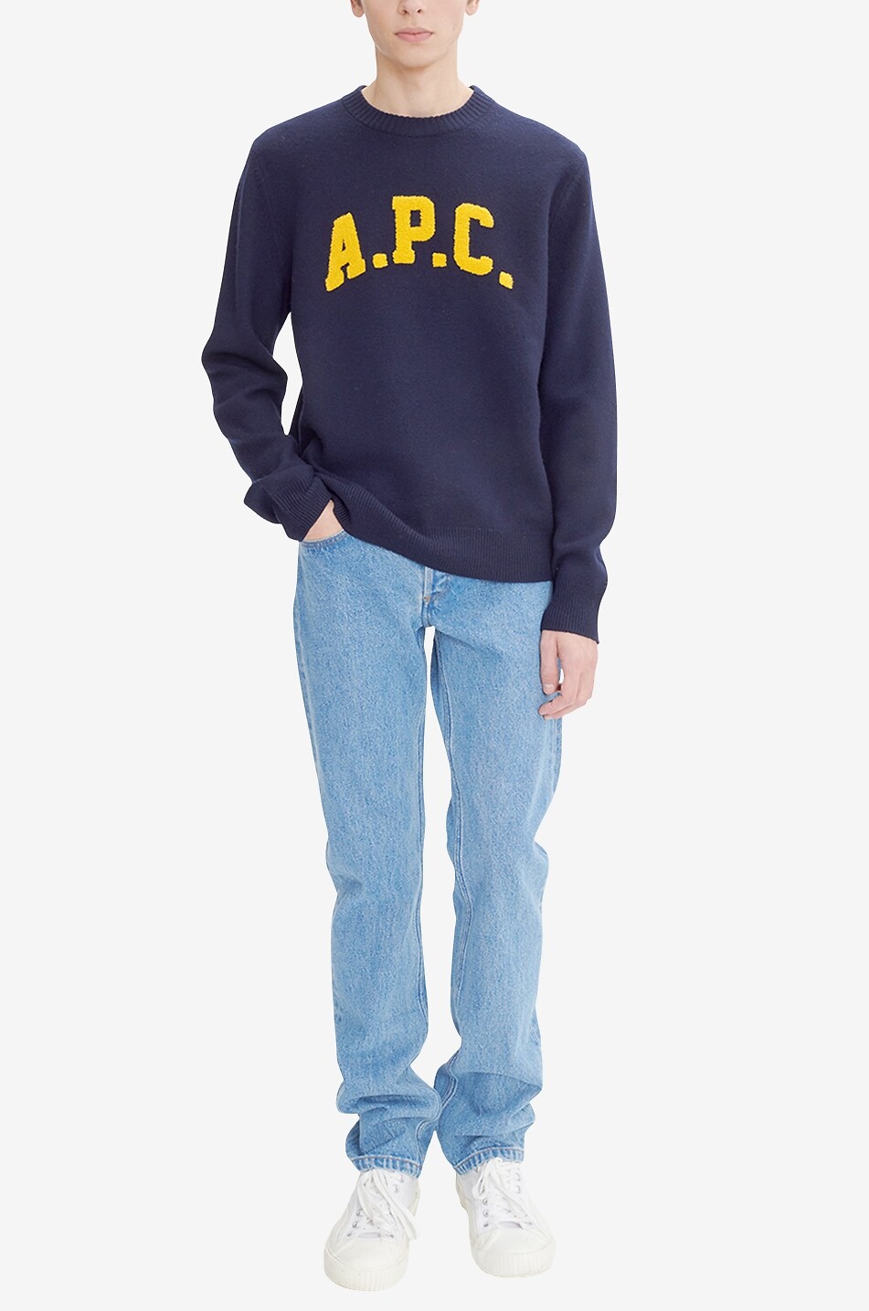 A.P.C. Joshua patch-adorned merino wool jumper Men DARK BLUE 3