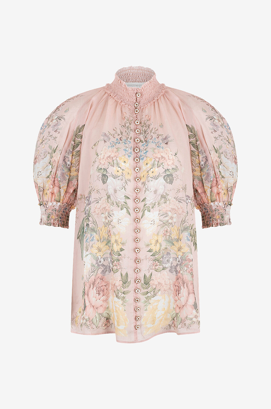 Blouse en ramie fleurie à manches courtes Waverly