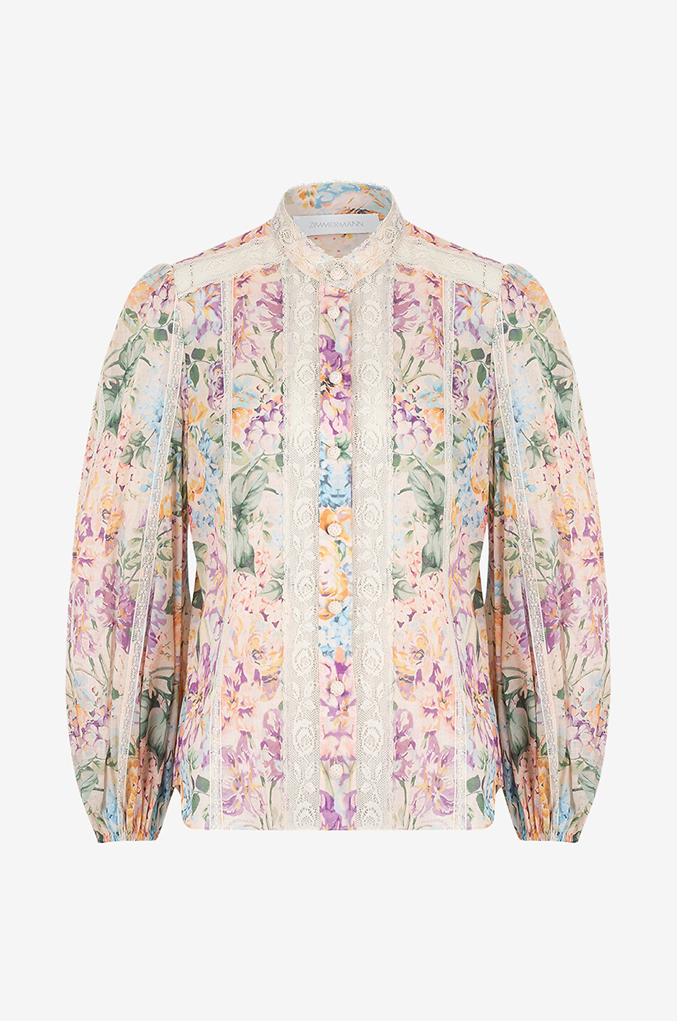 Halliday Lace Trim floral voile and lace shirt