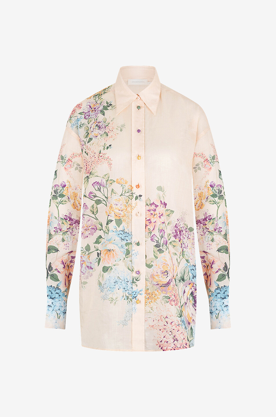 Halliday Relaxed floral ramie oversize shirt