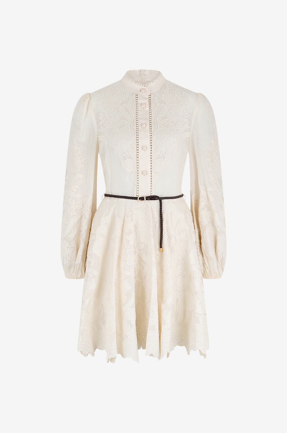 Mini robe en lin à broderies Ottie