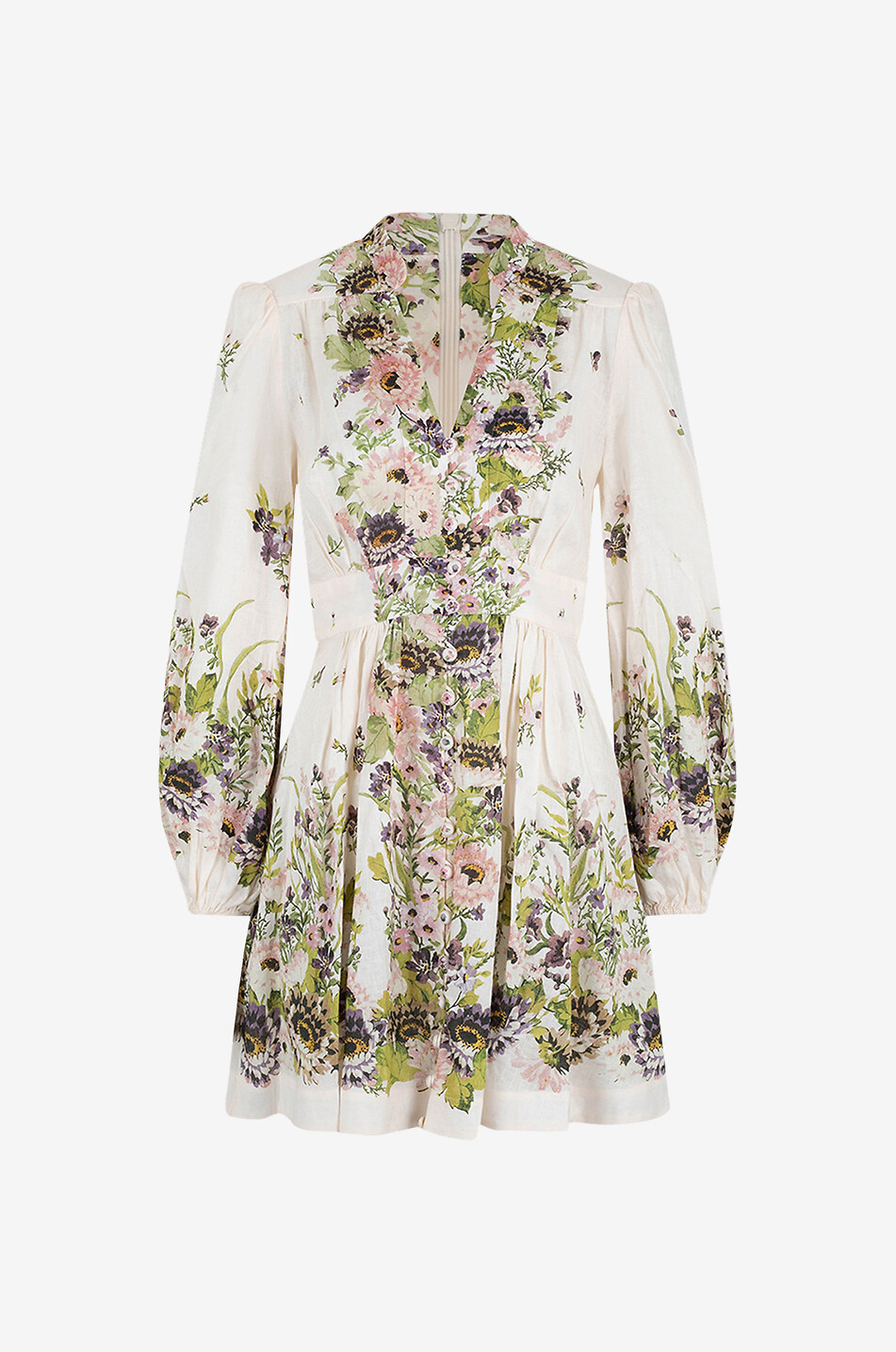Hallyday Plunge floral linen mini dress