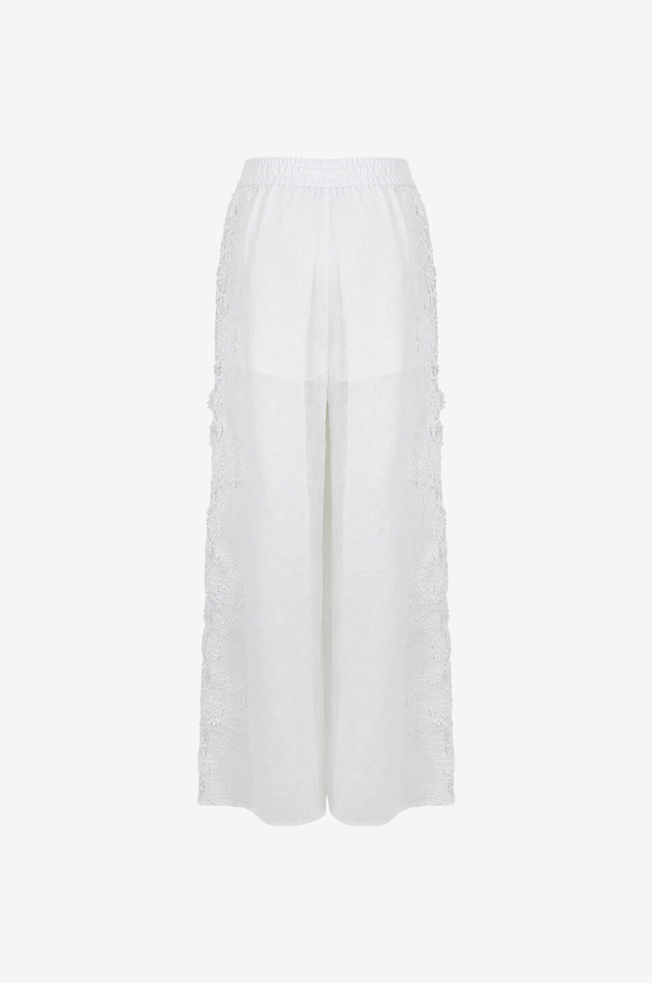 Halliday Lace Flower lace and linen wide-leg trousers