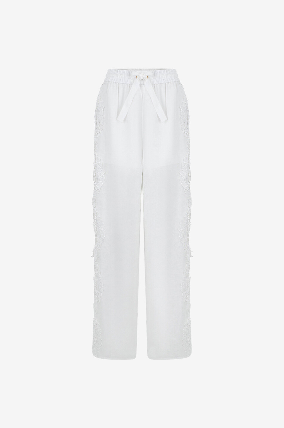 Halliday Lace Flower lace and linen wide-leg trousers