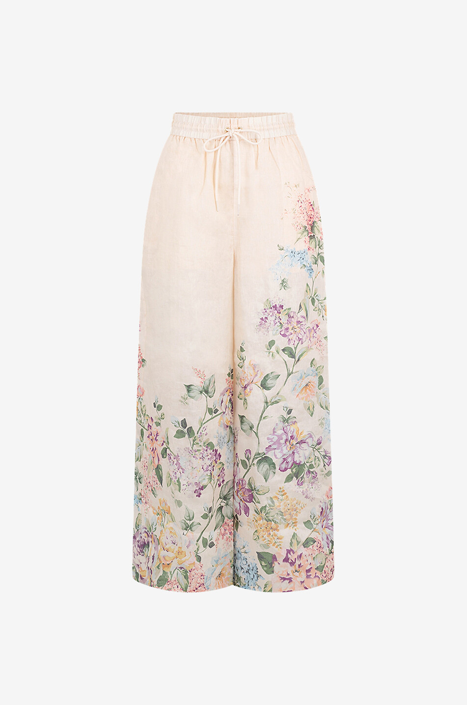 Halliday Relaxed floral linen wide-leg trousers