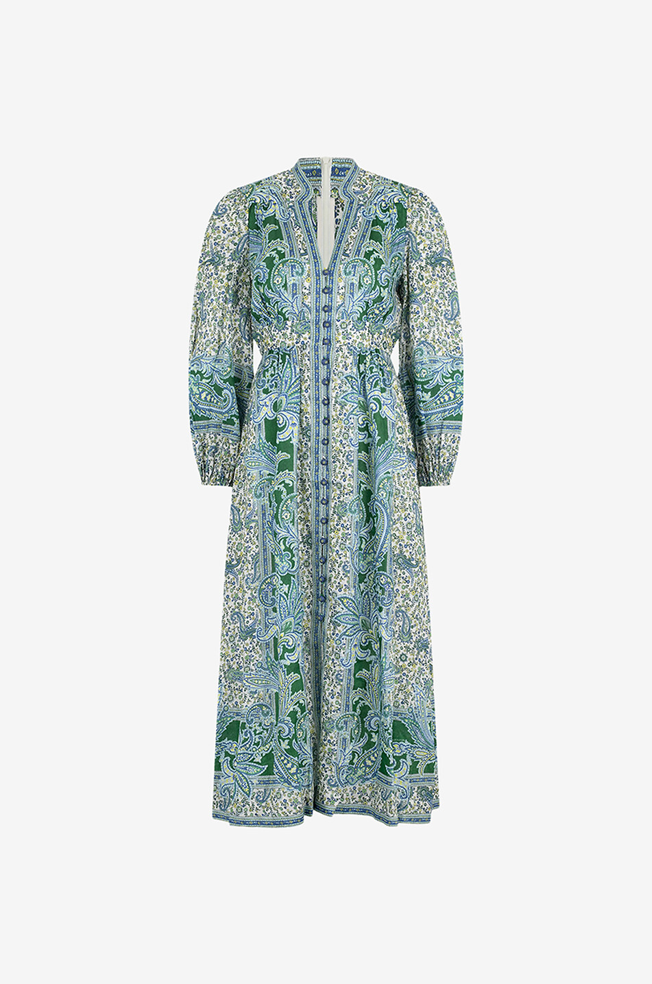 Robe midi en lin imprimé Paisley Ottie Plunge