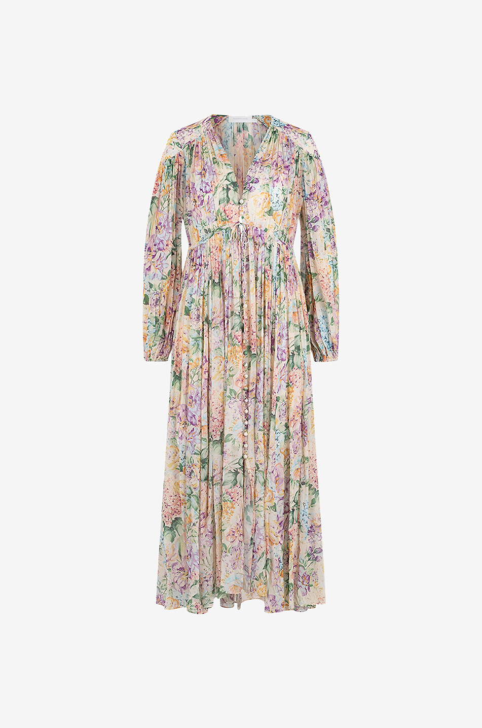 Plissiertes Kleid aus geblümtem Georgette Halliday Gathered Maxi