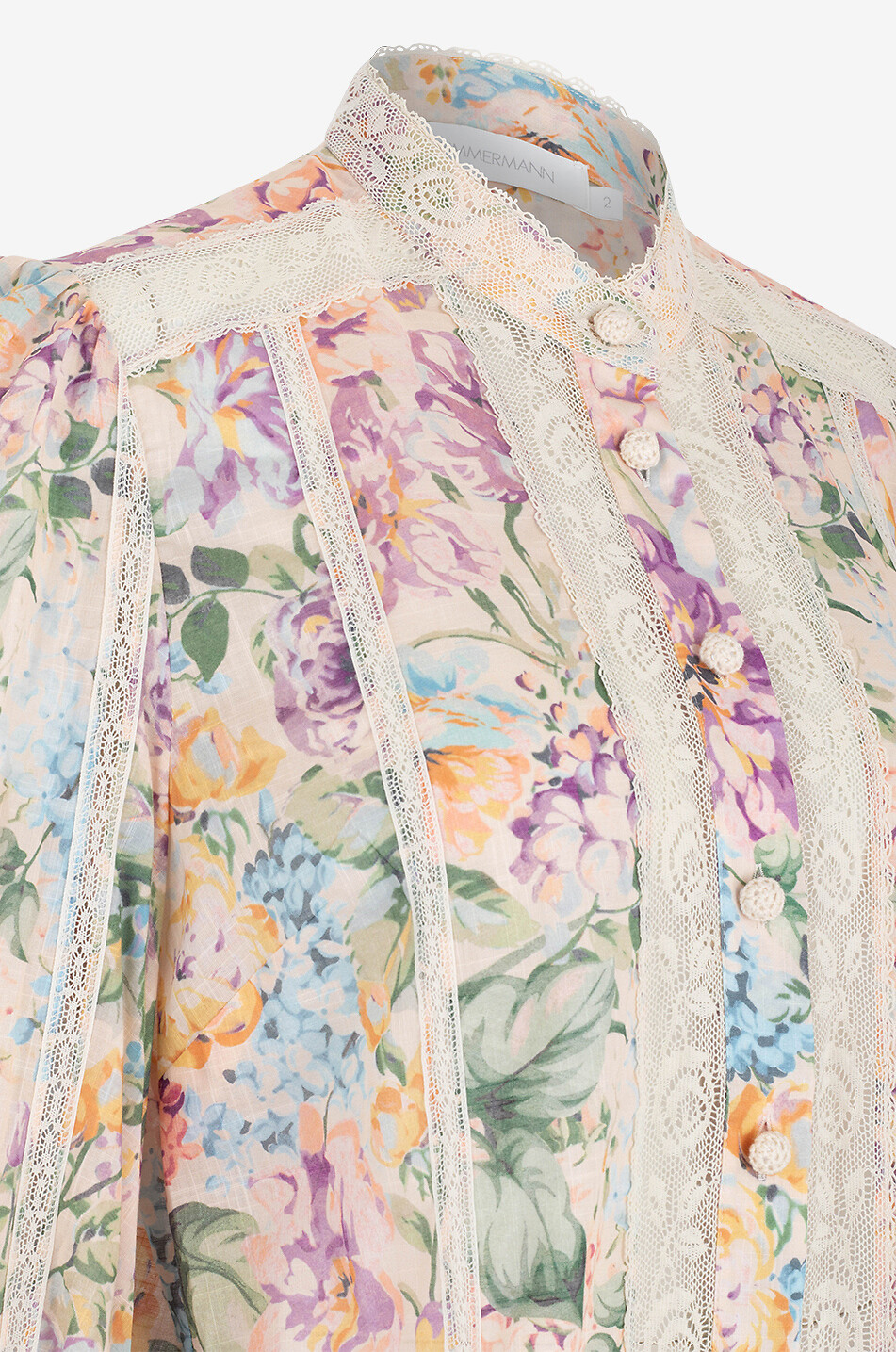 Geblümtes Baumwollvoile- und Spitzenhemd Halliday Lace Trim