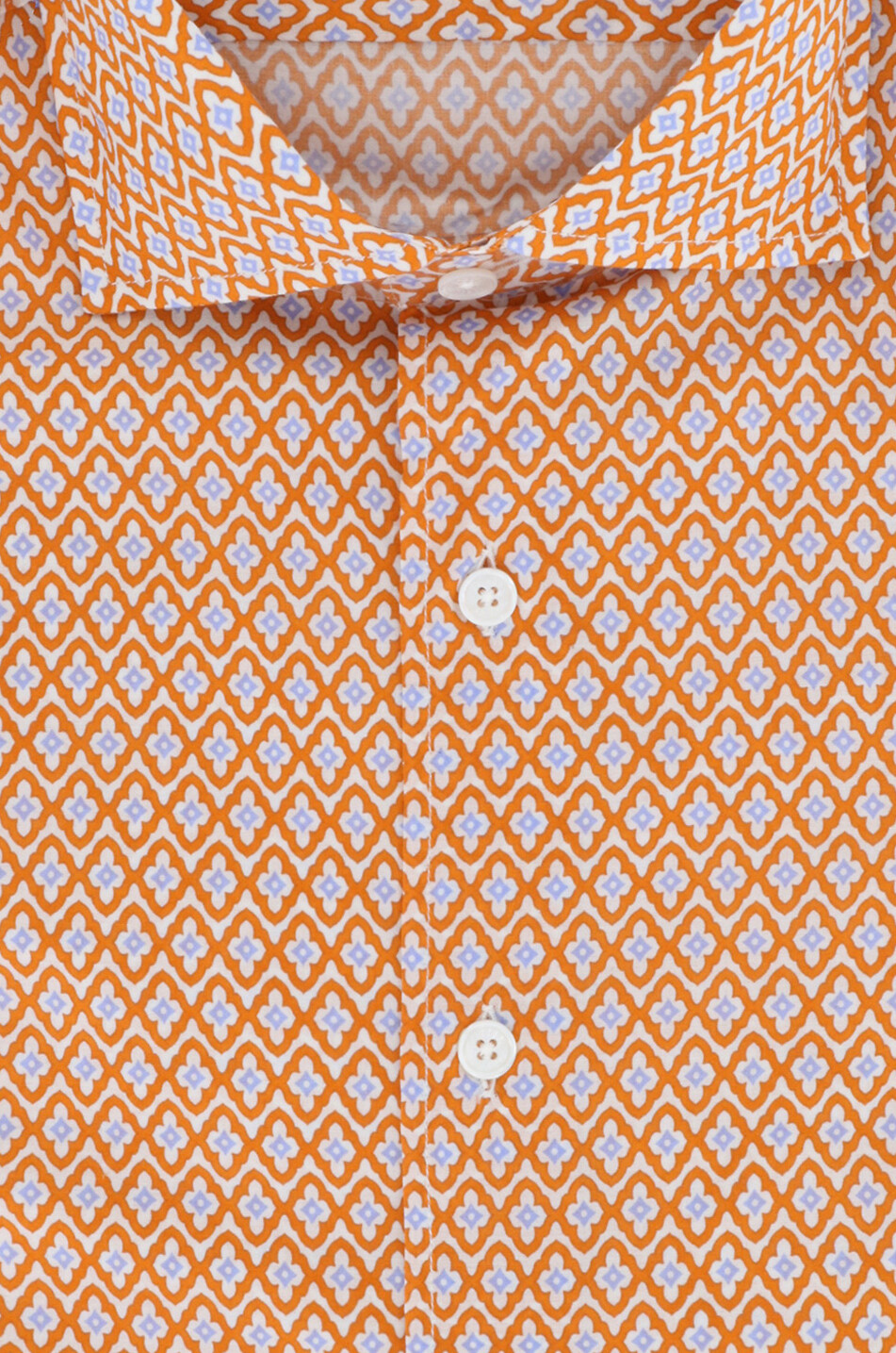 FEDELI Sean Panamino printed cotton stretch shirt Men MEDIUM ORANGE 2