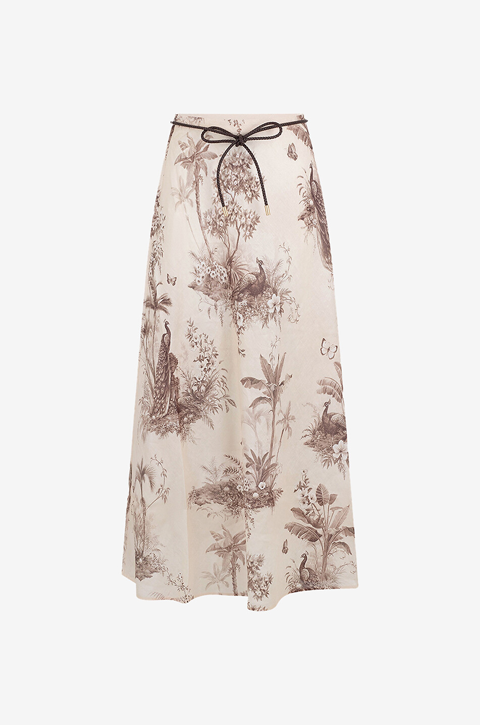 ZIMMERMANN Jupe midi évasée imprimée en lin Waverly Bias Femme MARRON 1