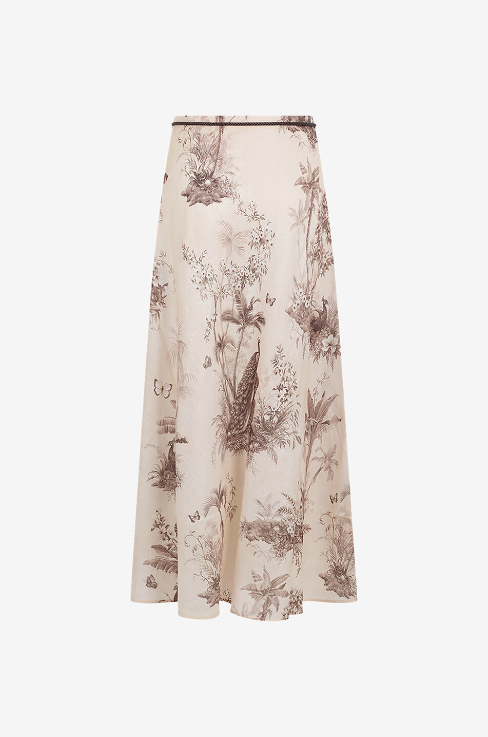 ZIMMERMANN Jupe midi évasée imprimée en lin Waverly Bias Femme MARRON 2