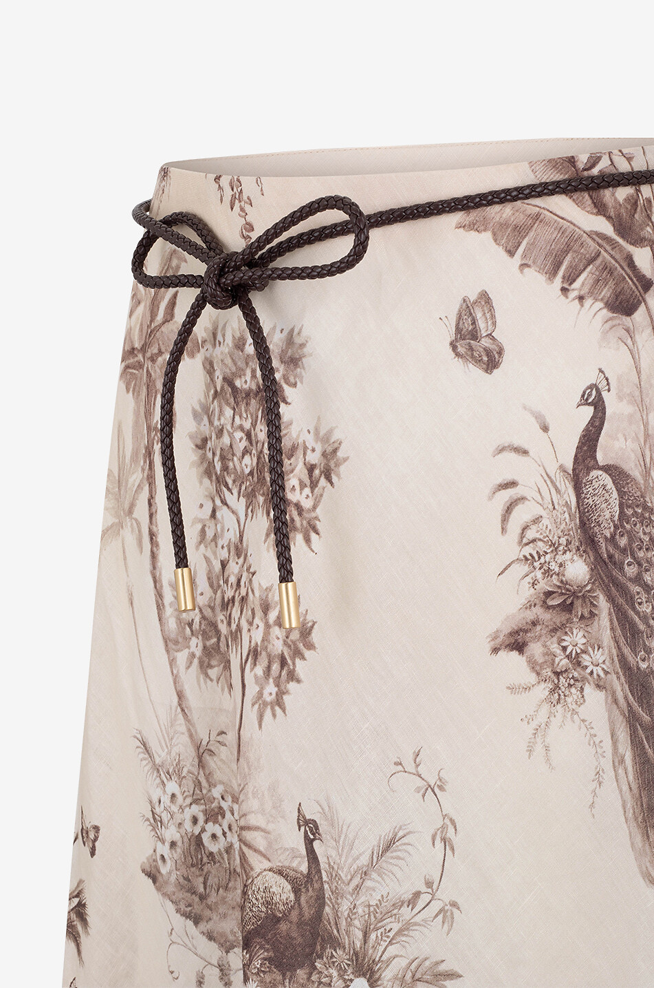 ZIMMERMANN Jupe midi évasée imprimée en lin Waverly Bias Femme MARRON 3