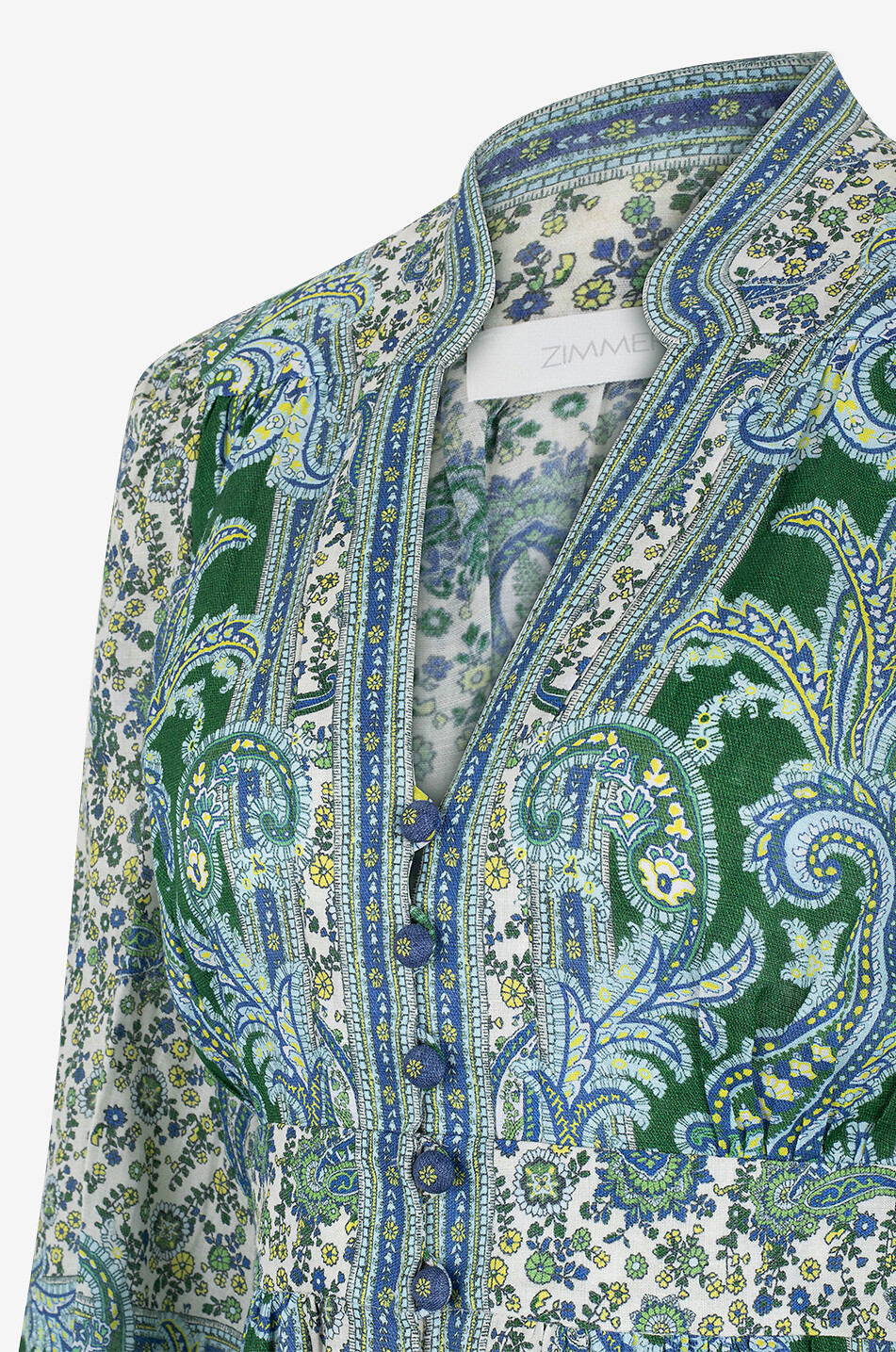 Robe midi en lin imprimé Paisley Ottie Plunge