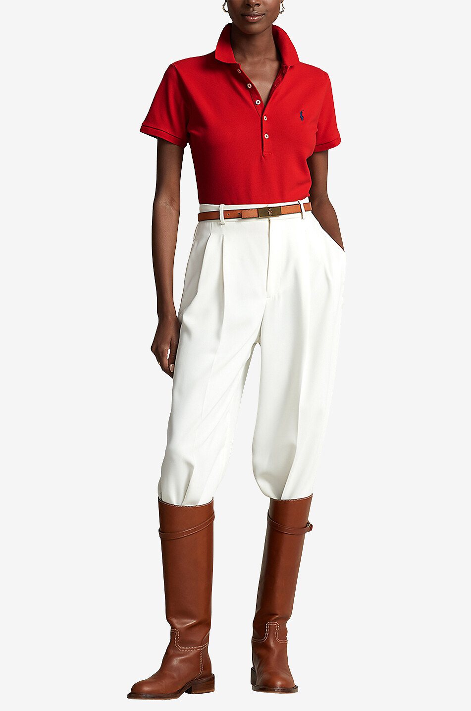 POLO RALPH LAUREN Pony fitted short-sleeved polo shirt Women RED 4