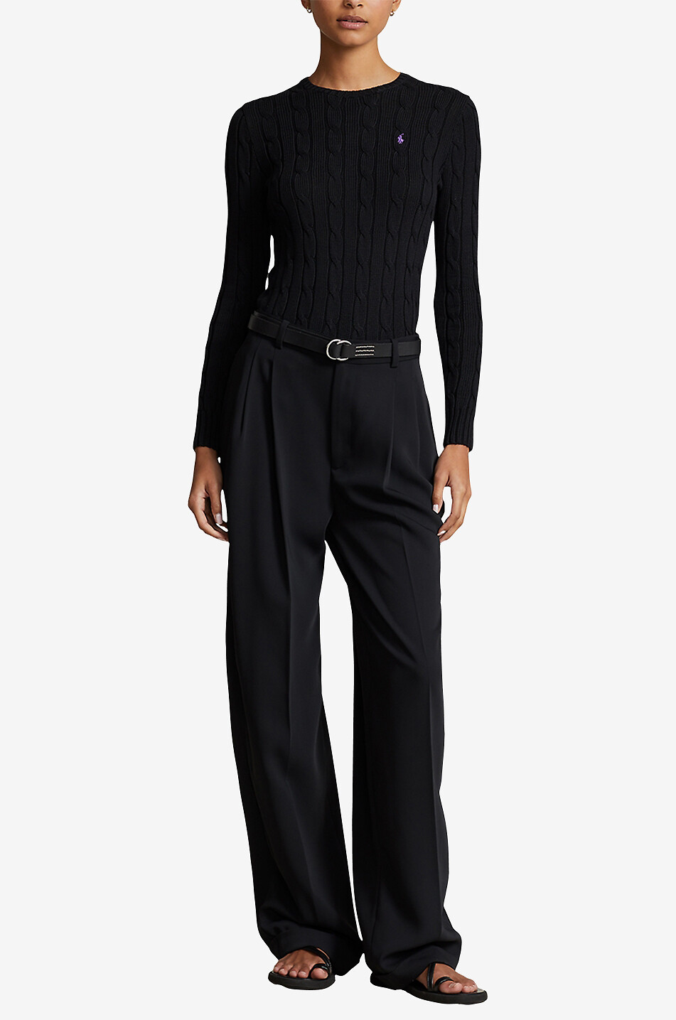 POLO RALPH LAUREN Pony cotton cable-knit jumper Women BLACK 4