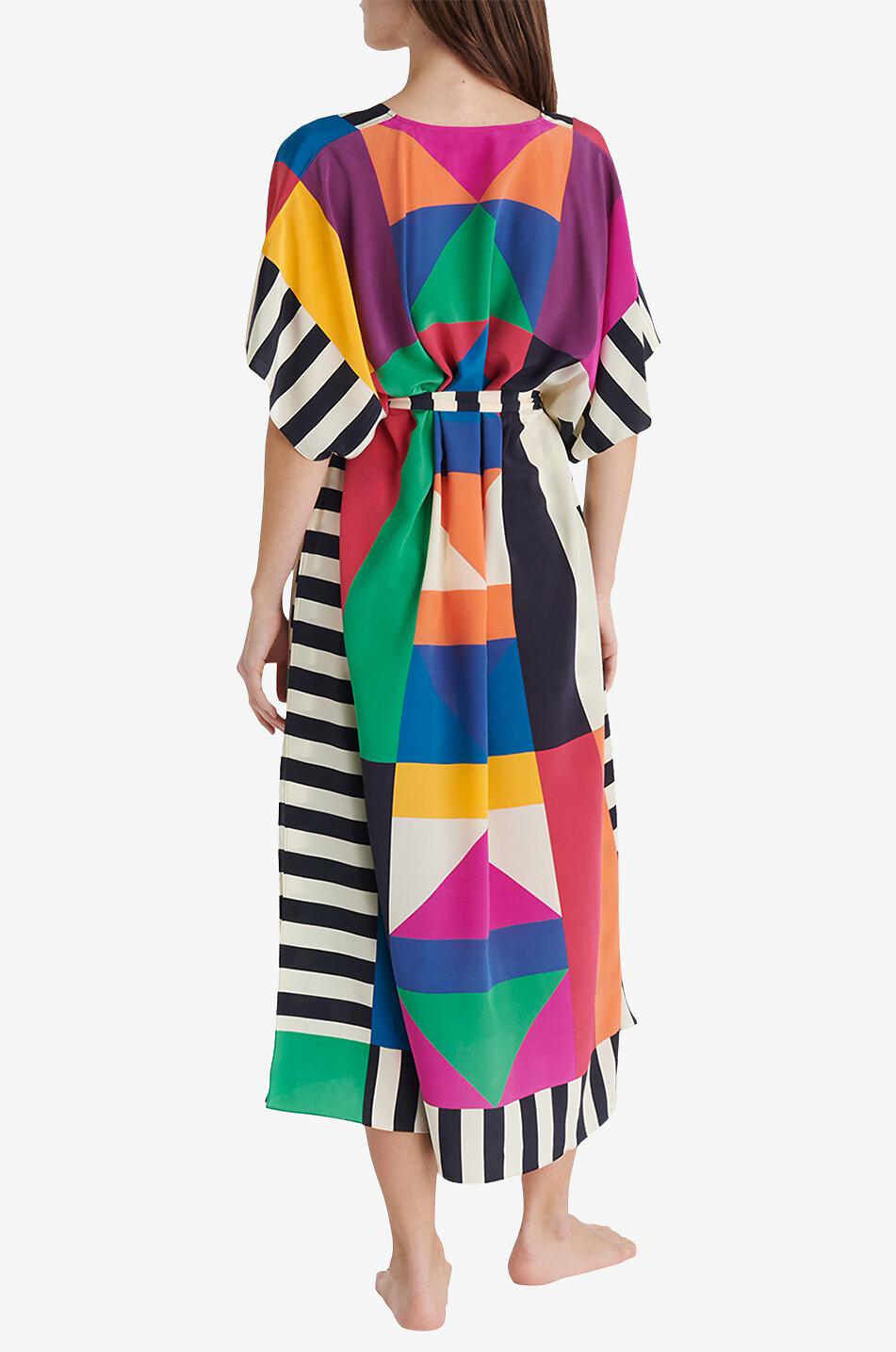 ERES Caftan en crêpe de soie à imprimé géométrique Facette Femme MULTICOLORE1 3