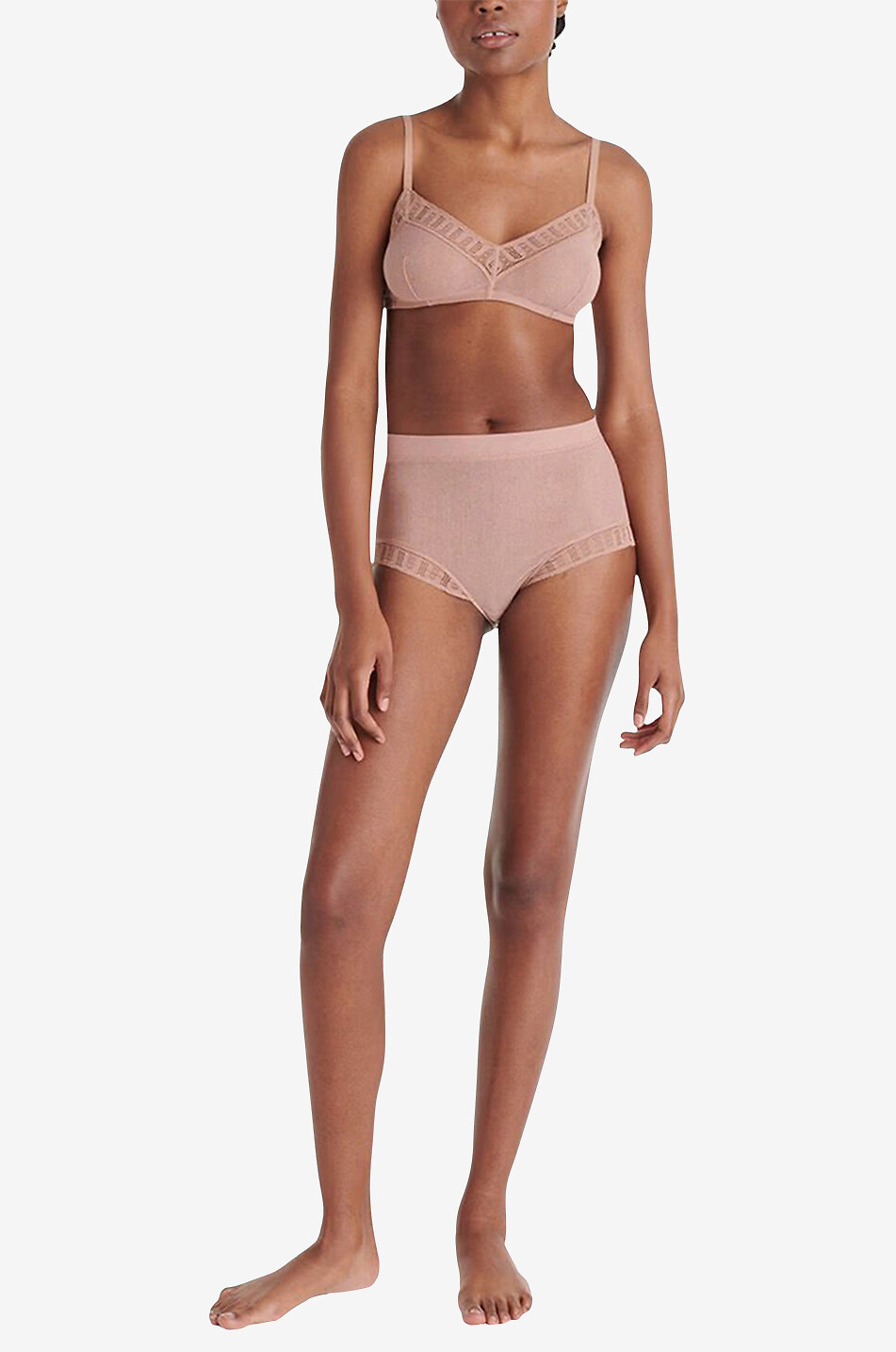 ERES Netz- und Spitzenhöschen mit hoher Taille Subtil Damen Mittle beige 3