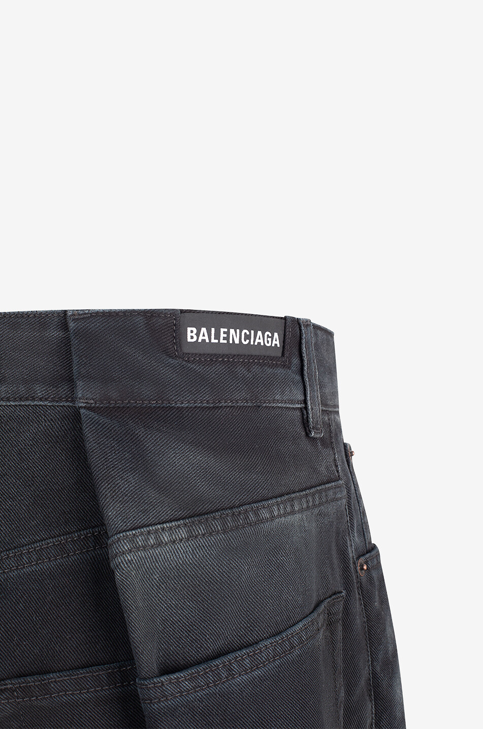 BALENCIAGA Jean large délavé Double Side Homme NOIR 3
