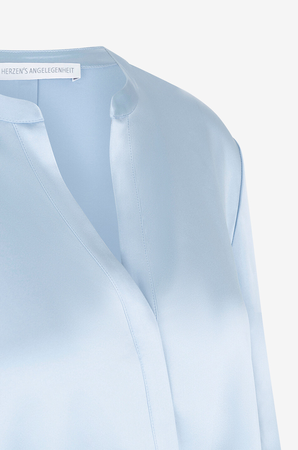 HERZEN'S ANGELEGENHE Solid silk satin blouse Women BLUE 3