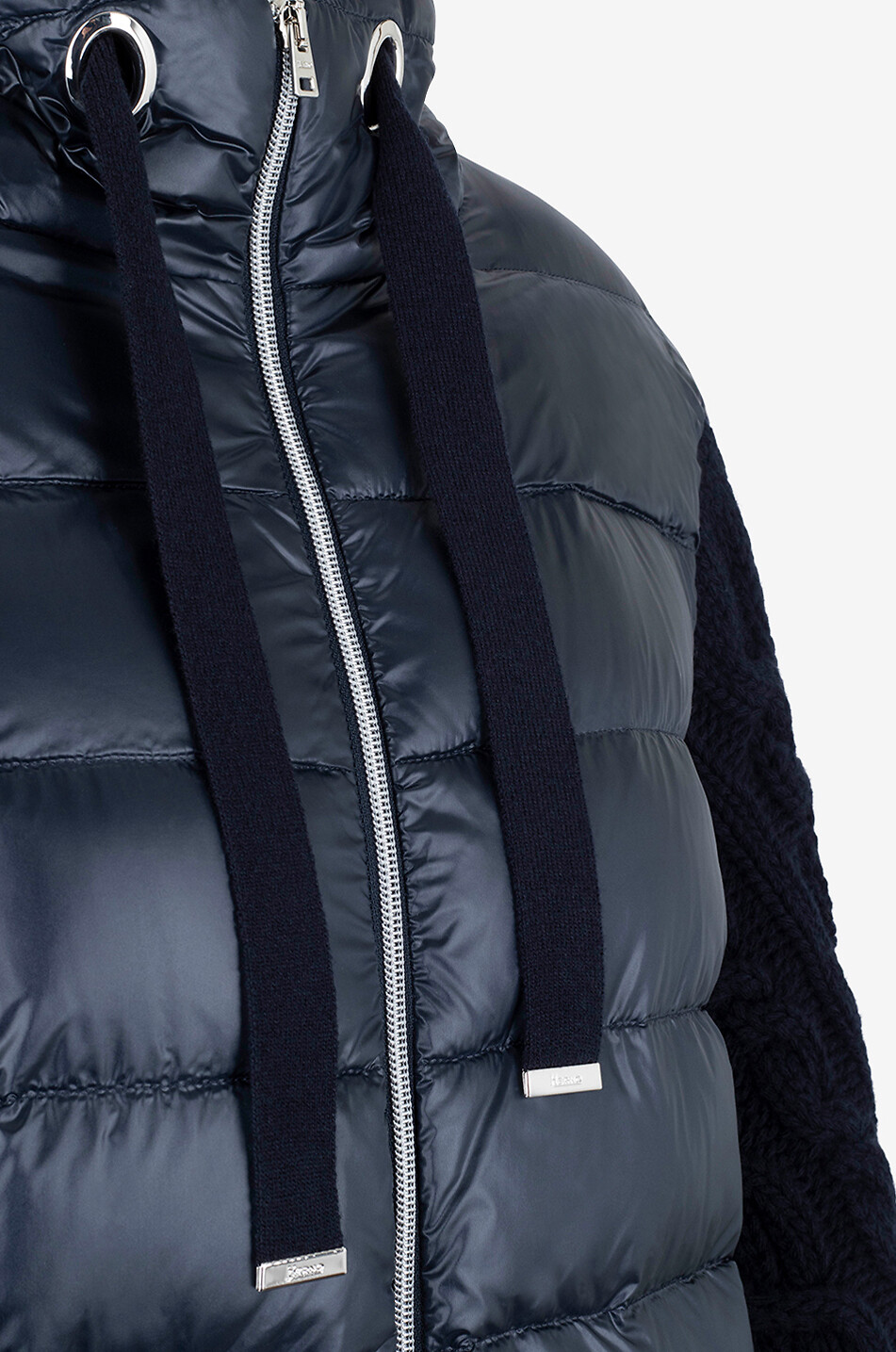 HERNO Lange leichte Daunenjacke mit Kapuze und Tunnelzug Damen DUNKELBLAU 3