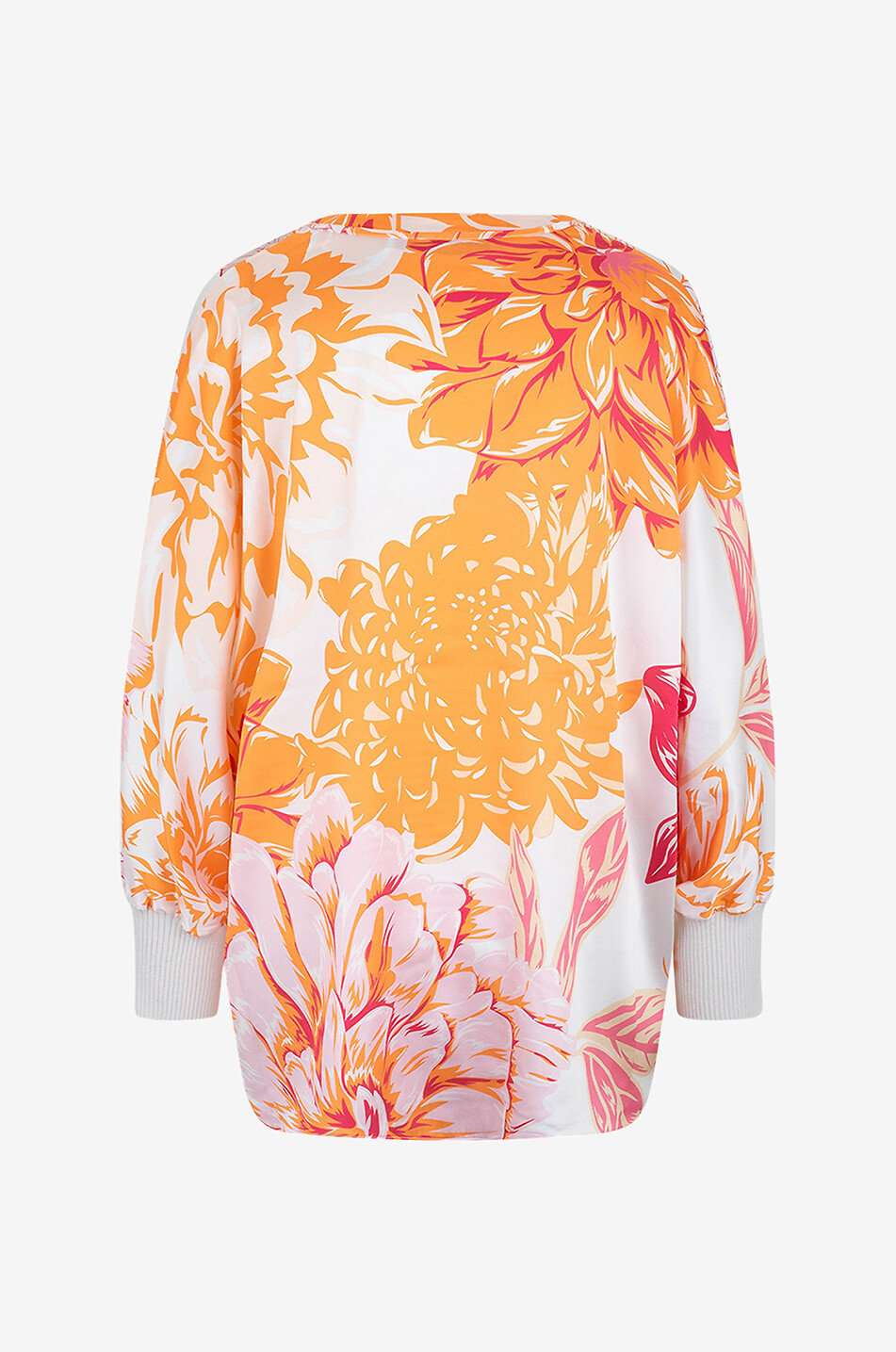 Bluse mit V-Ausschnitt aus Seide mit Dahlien-Print
