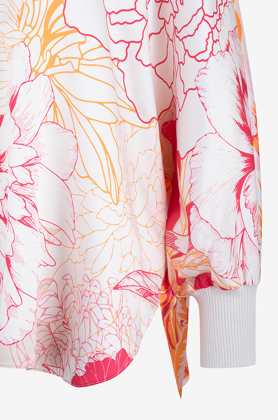 Bluse mit V-Ausschnitt aus Seide mit Dahlien-Print
