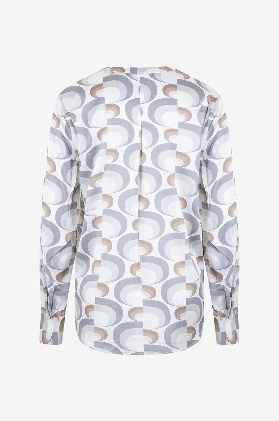 Bluse aus Seide mit 70er-Jahre-Geo-Print