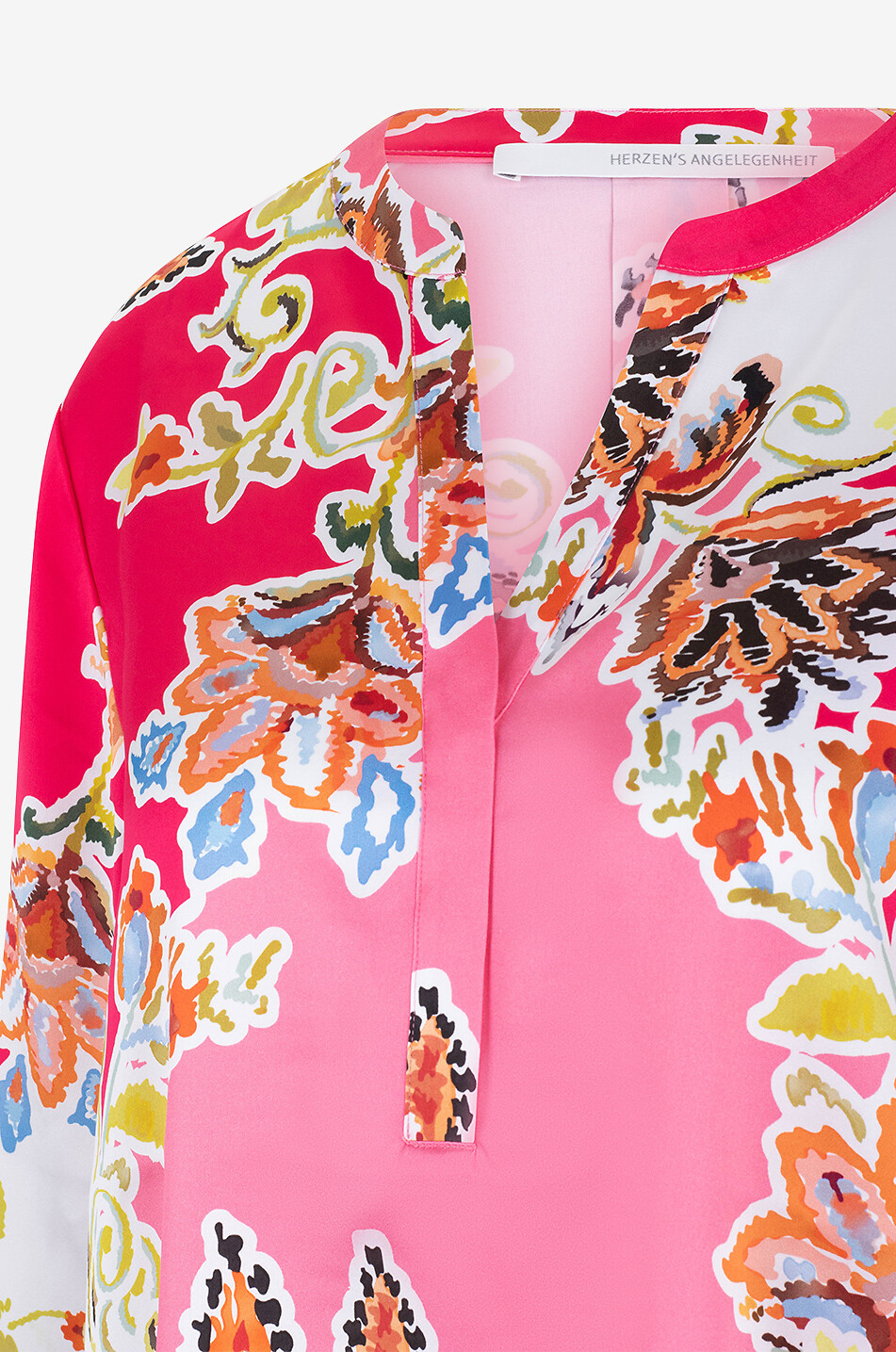 Bluse aus Seide mit Blütenprint in Stickereioptik