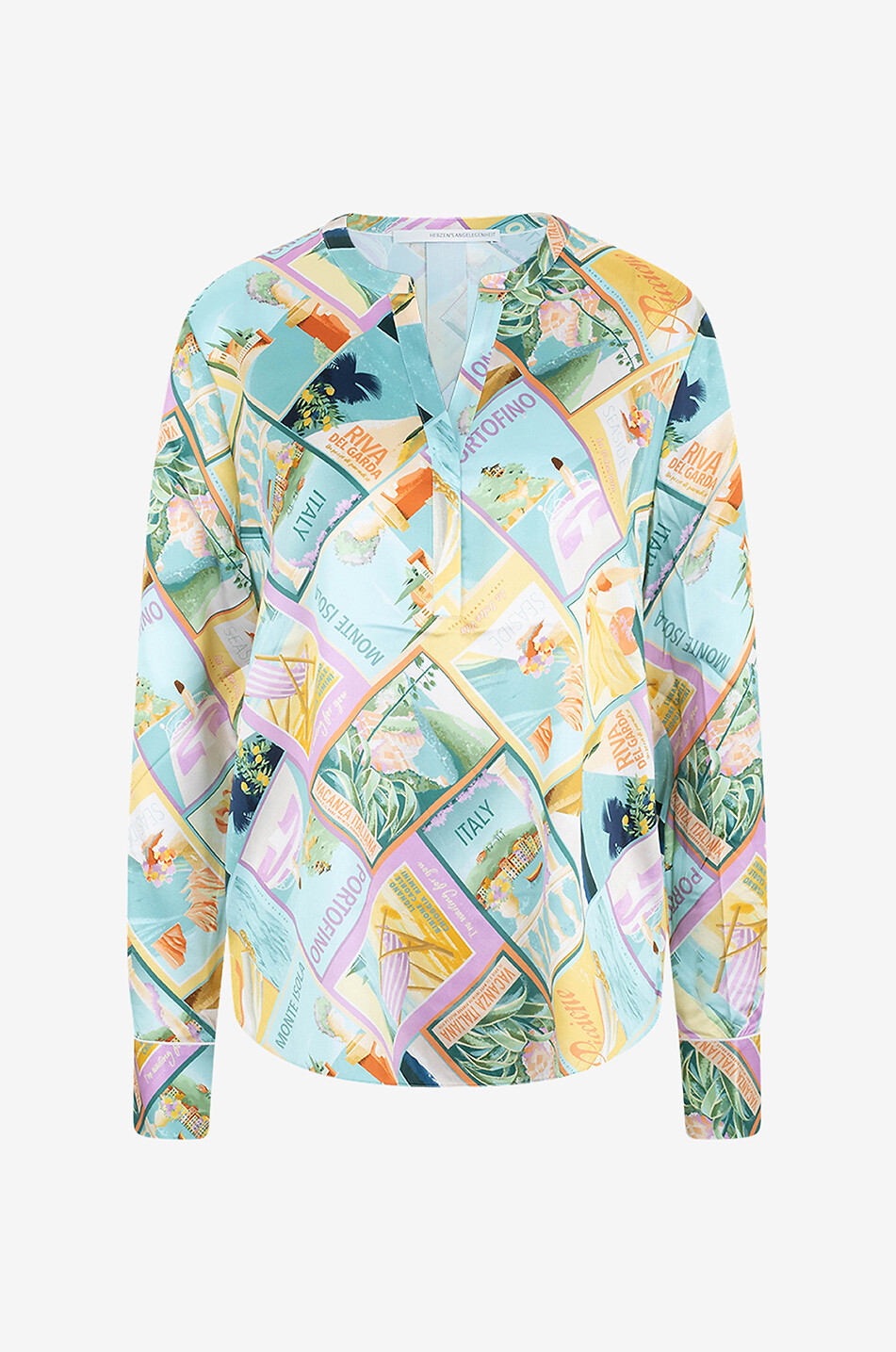 Blouse en soie imprimée cartes postales