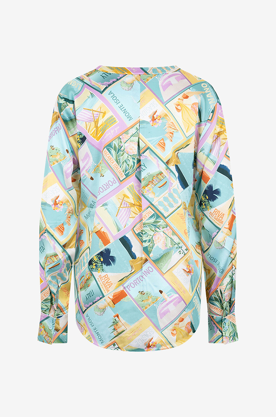 Blouse en soie imprimée cartes postales