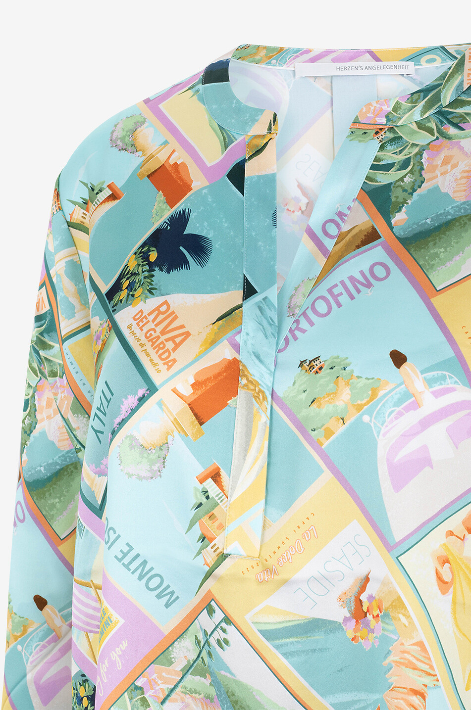 Blouse en soie imprimée cartes postales