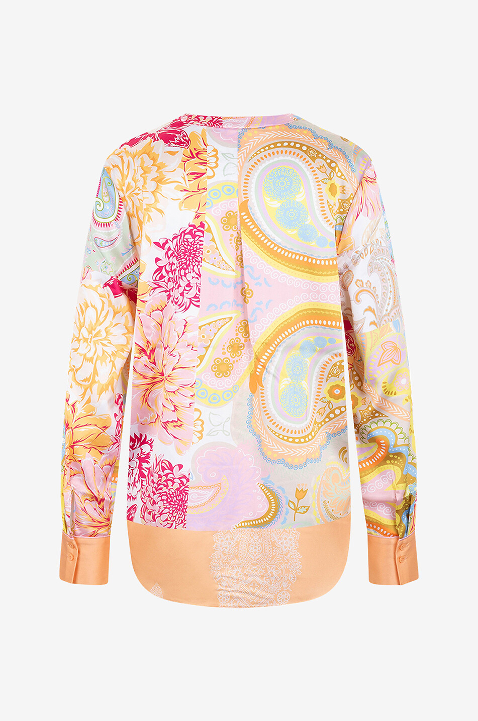 Blouse en soie imprimée patchwork fleuri