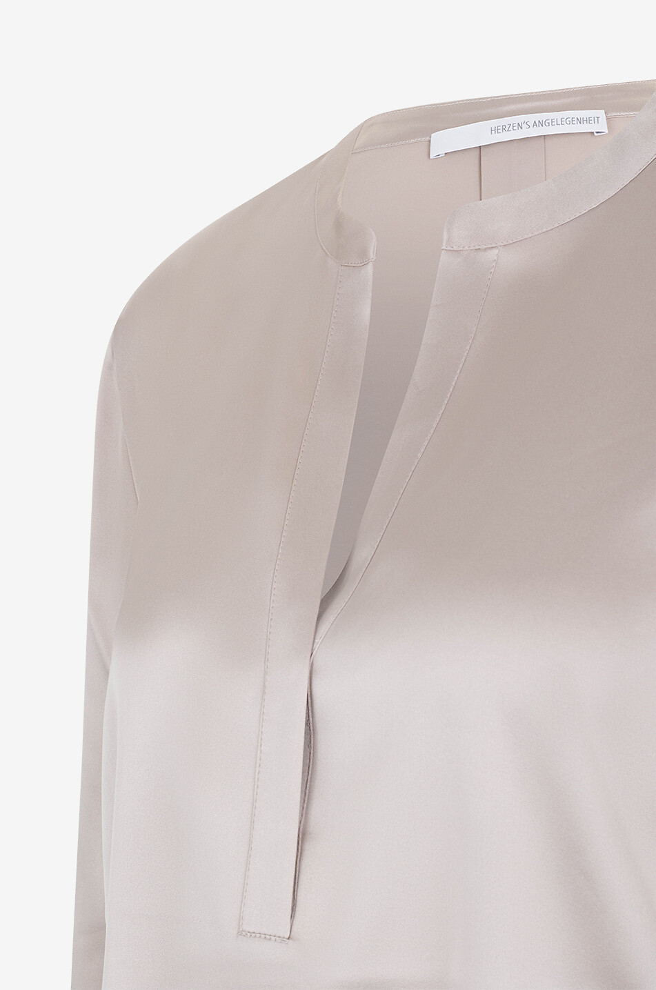 HERZENS Blouse unie en satin de soie Femme MARRON 3