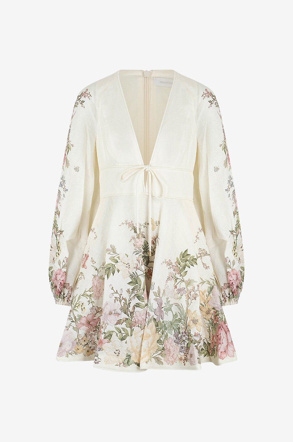 Mini robe en lin fleuri à col V Waverly Plunge