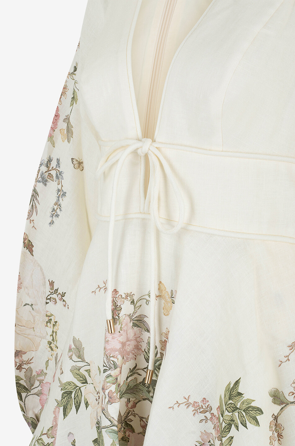 Mini robe en lin fleuri à col V Waverly Plunge