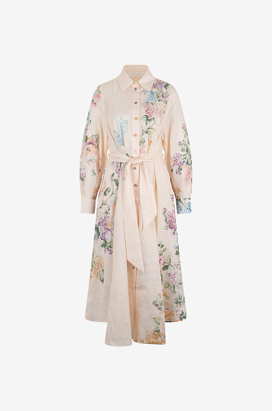 ZIMMERMANN Geblümtes Midi-Hemdkleid aus Leinen Halliday Tucked Damen HELLROSA 1