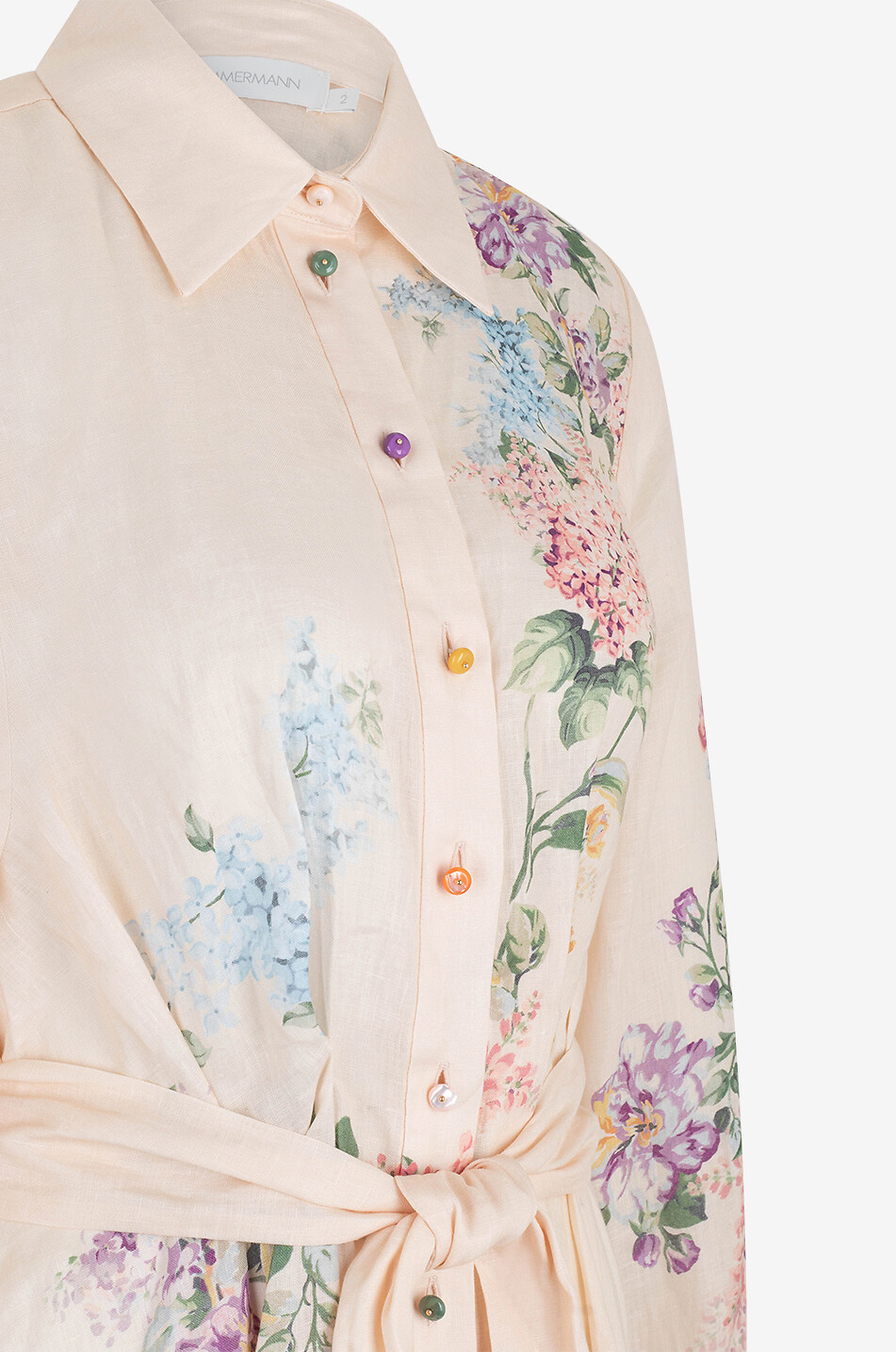 ZIMMERMANN Geblümtes Midi-Hemdkleid aus Leinen Halliday Tucked Damen HELLROSA 3