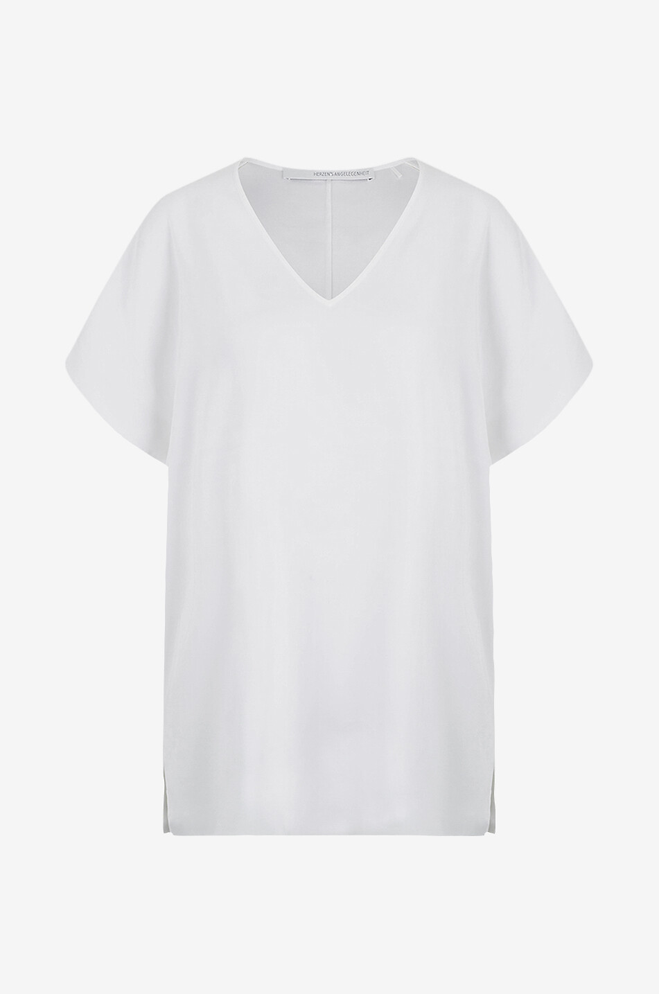 Loose V-neck silk T-shirt