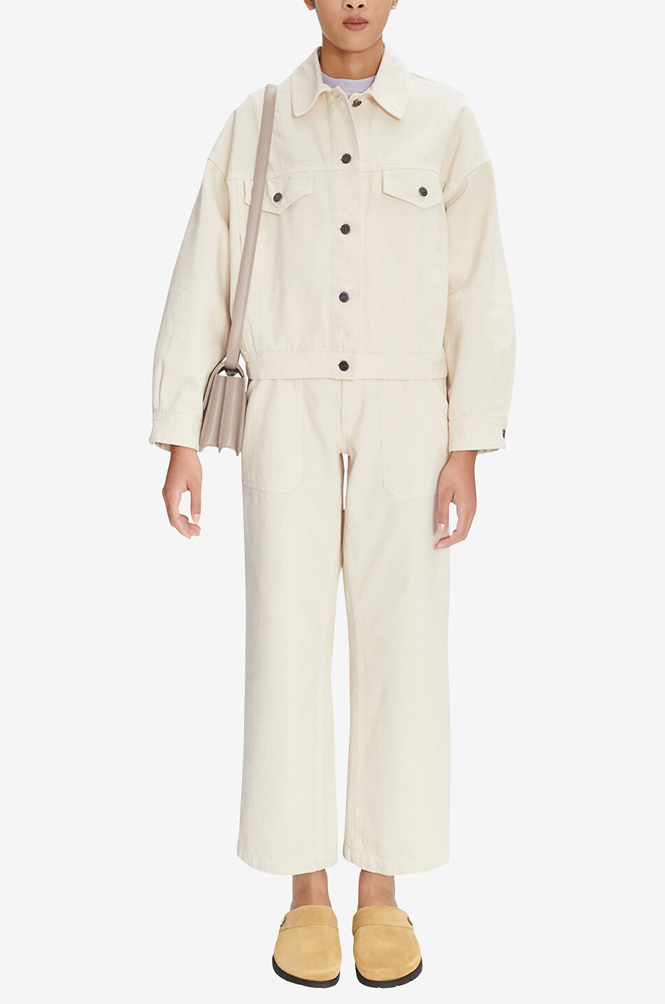 Boxy-Jacke aus Bio-Denim Cally Ecru