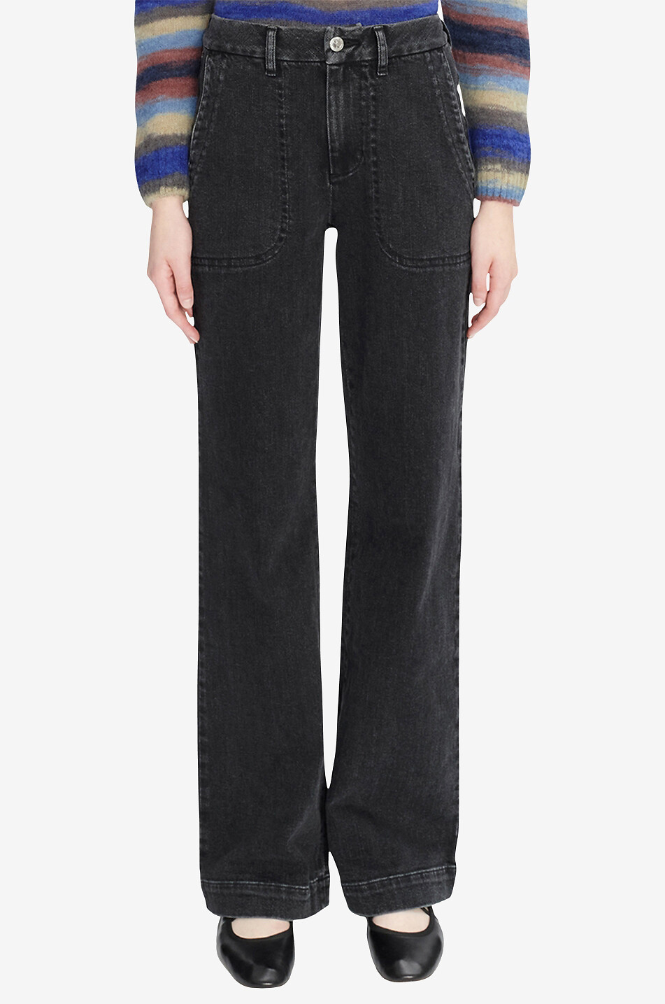 A.P.C. Jean évasé taille haute Seaside Noir Délavé Femme NOIR 2