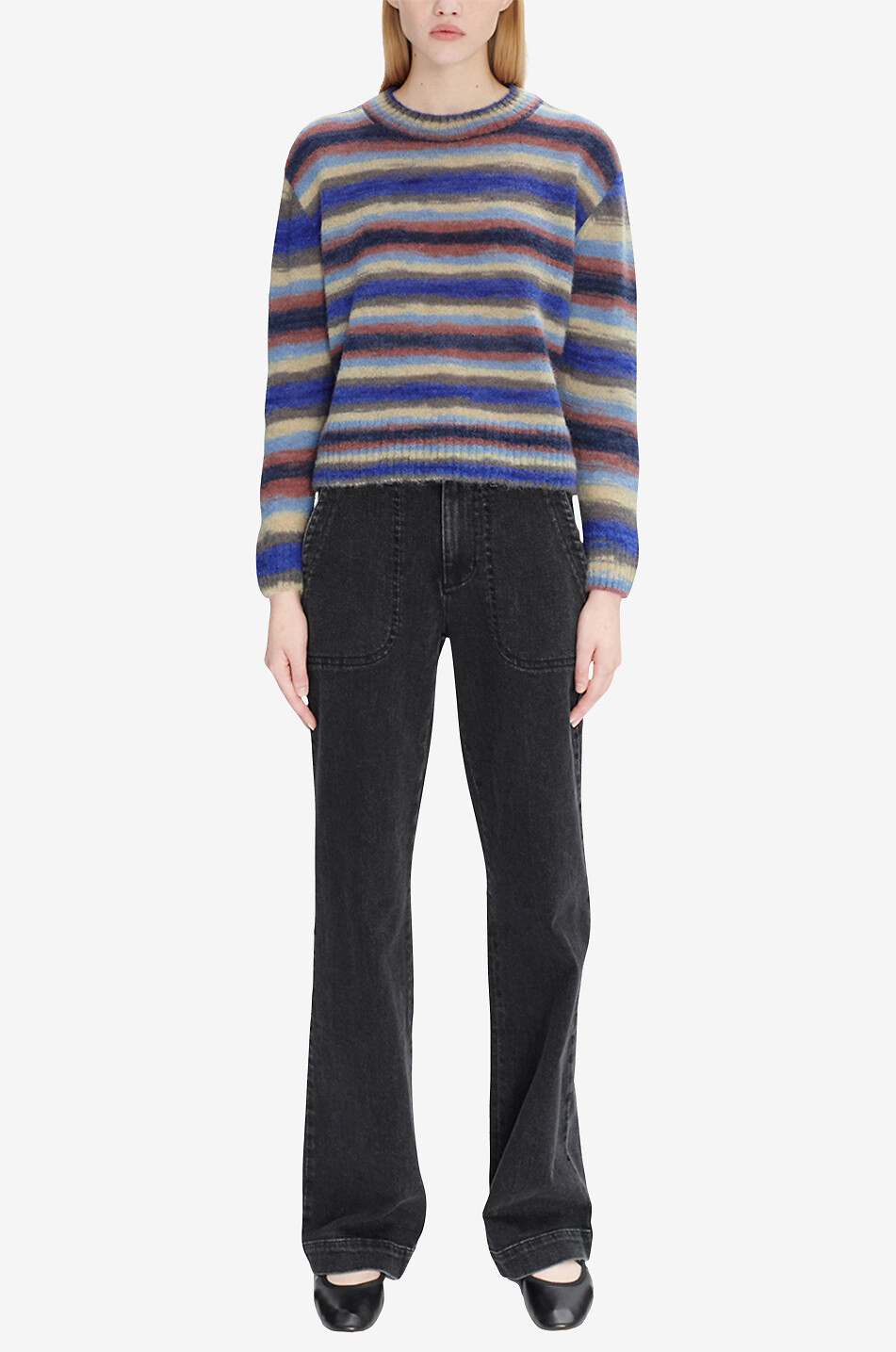 A.P.C. Jean évasé taille haute Seaside Noir Délavé Femme NOIR 4