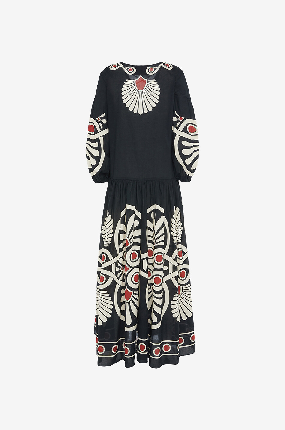 LA DOUBLEJ Geschnürtes Maxikleid aus Baumwollvoile Viviana Medaillon Placée Damen SCHWARZ 2