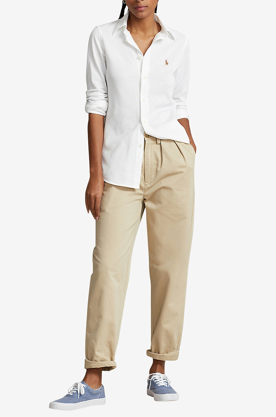 POLO RALPH LAUREN Chemise à manches longues en maille filet Heidi Femme BLANC 4